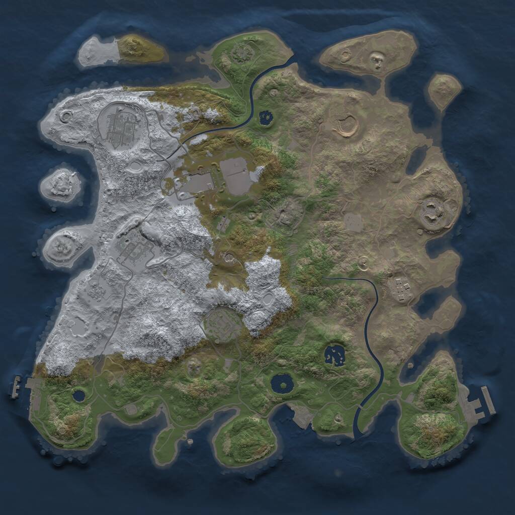 Rust Map: Procedural Map, Size: 3550, Seed: 645043, 14 Monuments