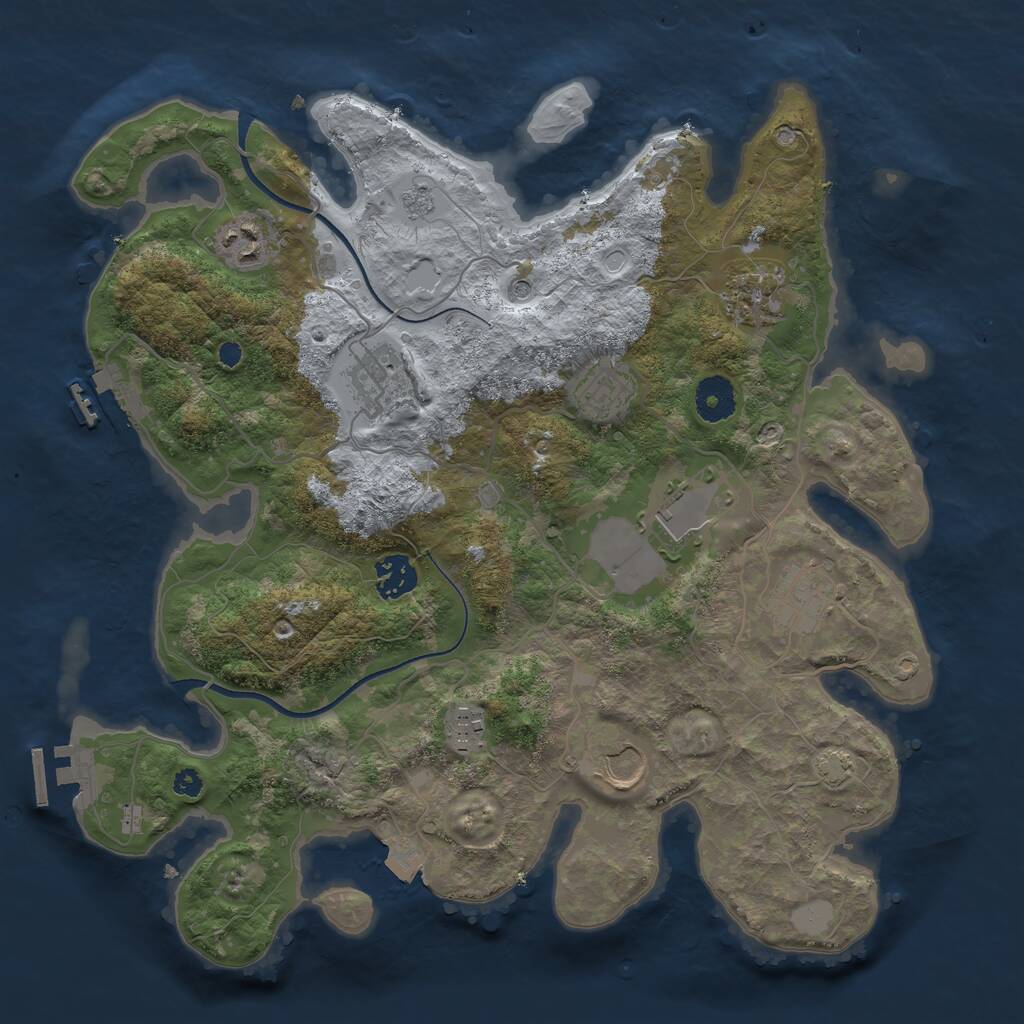 Rust Map: Procedural Map, Size: 3550, Seed: 348559, 15 Monuments