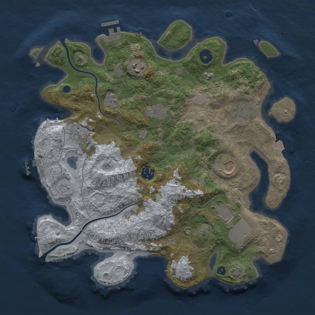 Rust Map: Procedural Map, Size: 3550, Seed: 658473, 14 Monuments
