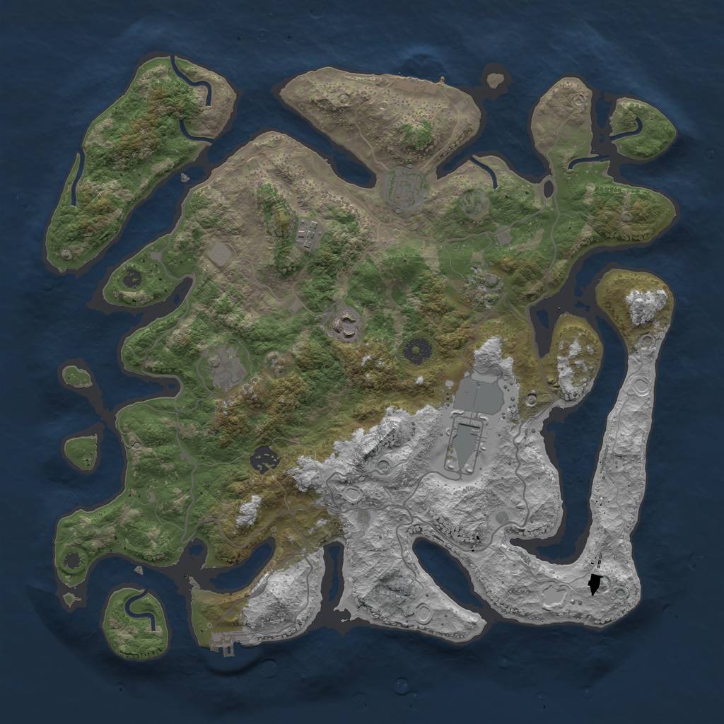 Rust Map: Procedural Map, Size: 4000, Seed: 765068, 15 Monuments