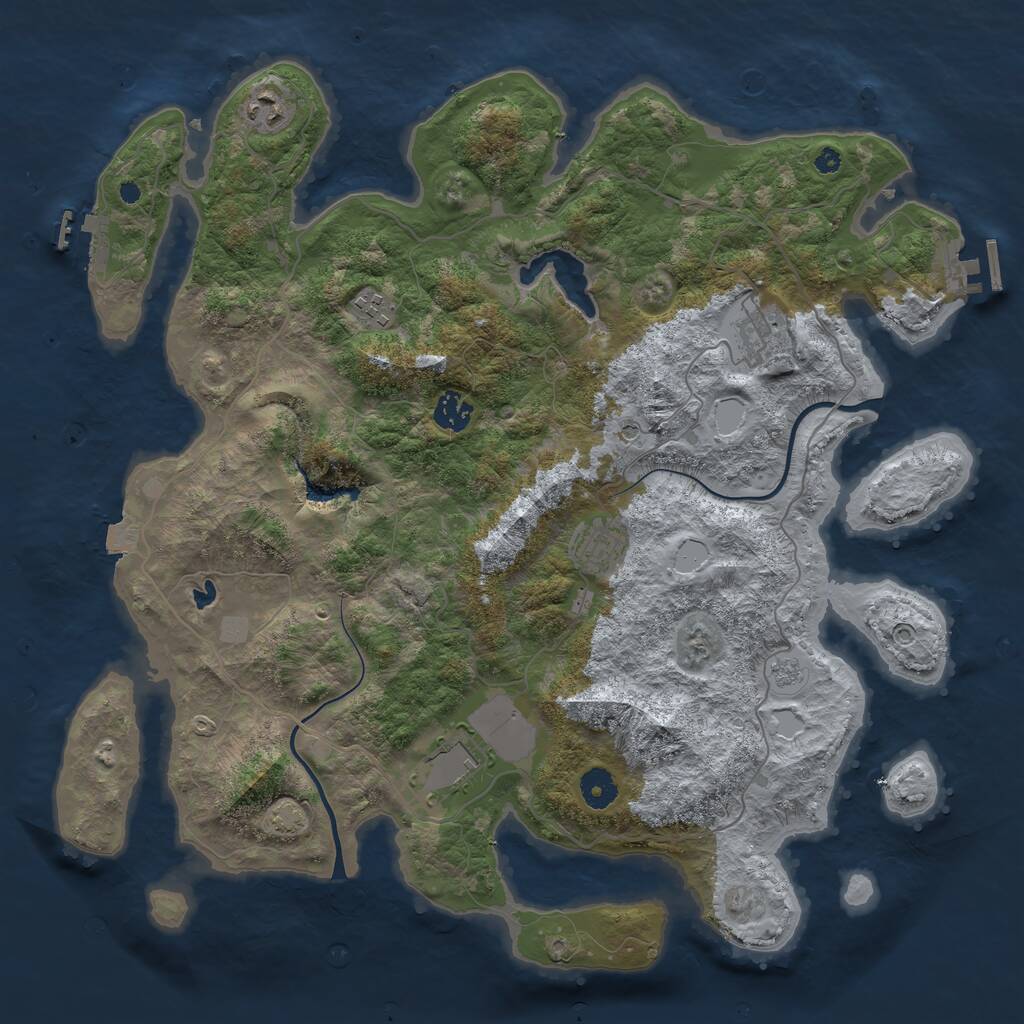 Rust Map: Procedural Map, Size: 4000, Seed: 176858, 12 Monuments