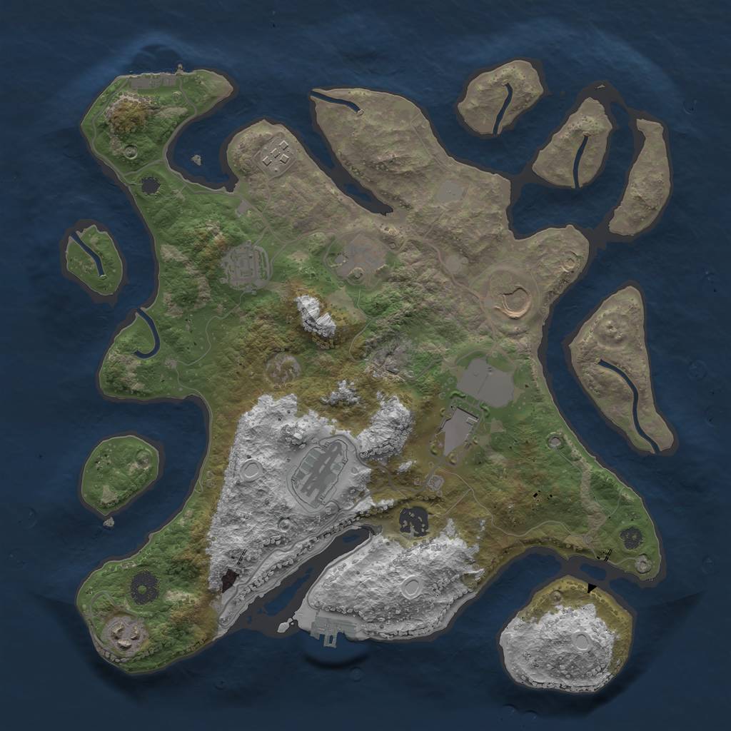 Rust Map: Procedural Map, Size: 3550, Seed: 757700, 15 Monuments