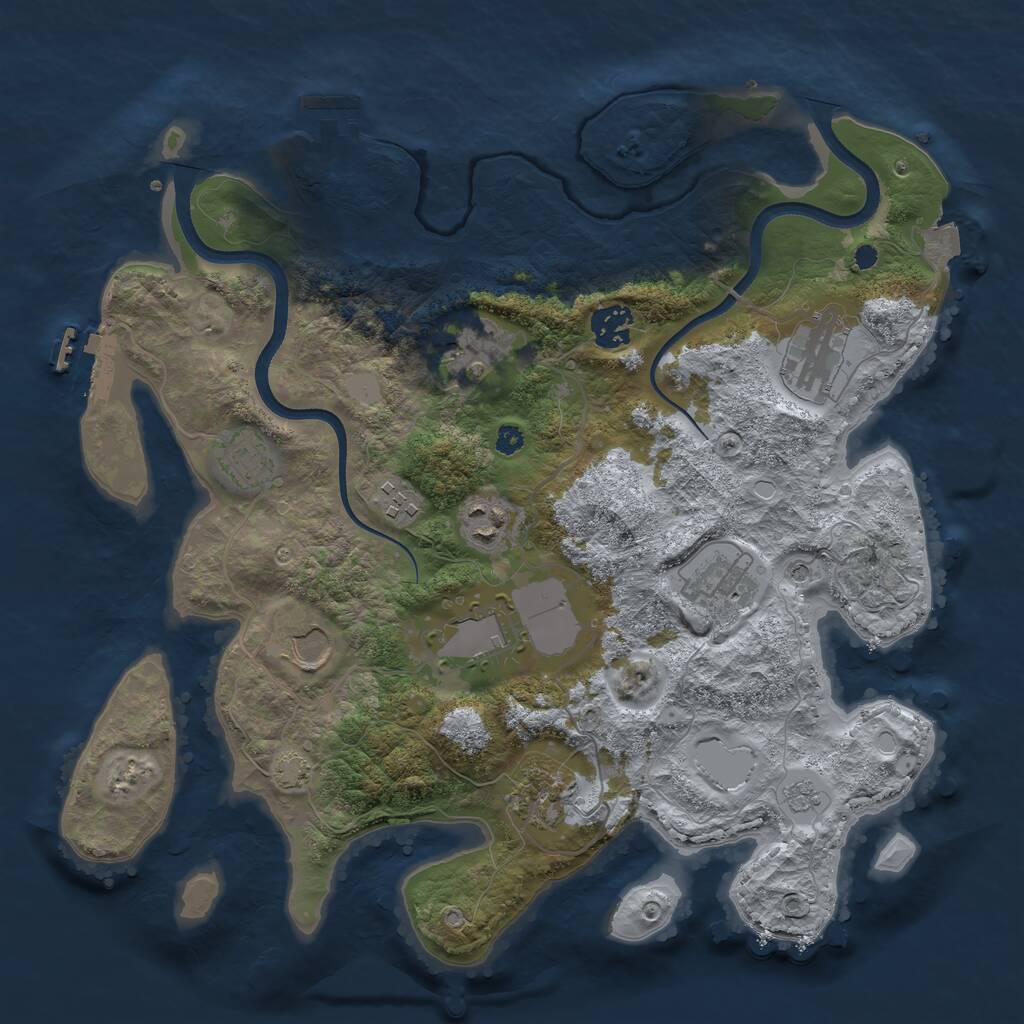 Rust Map: Procedural Map, Size: 3550, Seed: 984894, 16 Monuments