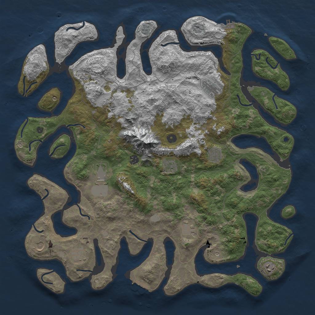 Rust Map: Procedural Map, Size: 5000, Seed: 780942, 19 Monuments
