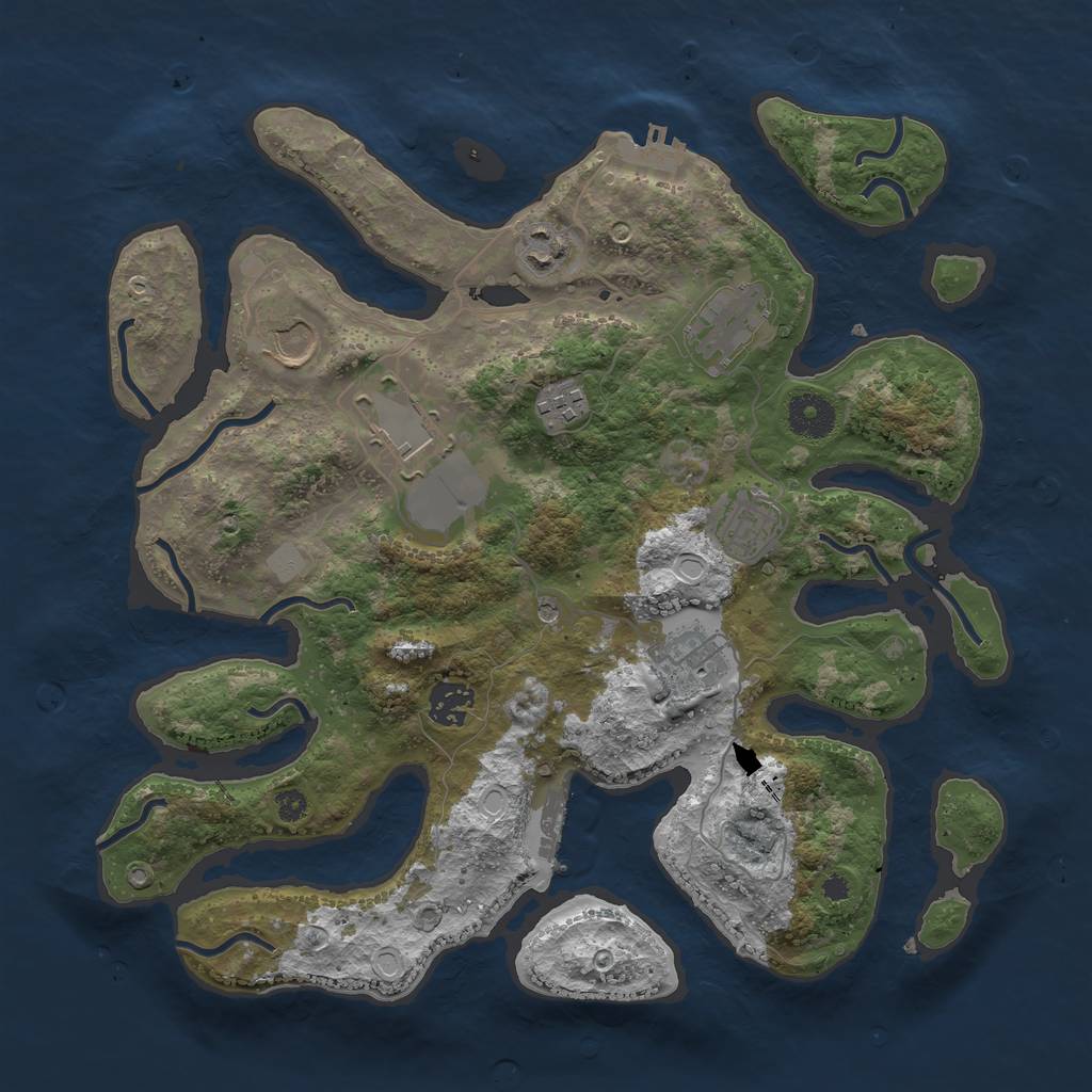 Rust Map: Procedural Map, Size: 3550, Seed: 676819, 16 Monuments