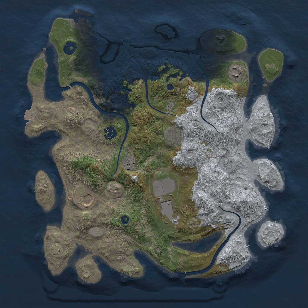 Rust Map: Procedural Map, Size: 3550, Seed: 247830, 11 Monuments