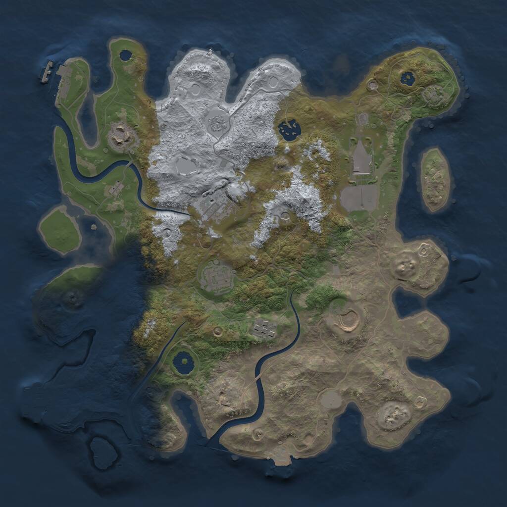 Rust Map: Procedural Map, Size: 3550, Seed: 672695, 13 Monuments