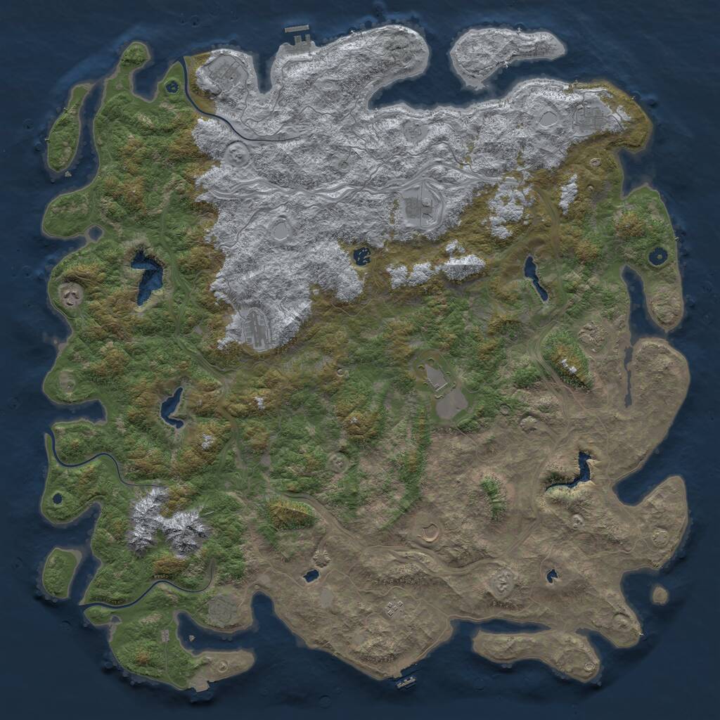 Rust Map: Procedural Map, Size: 6000, Seed: 620508611, 17 Monuments