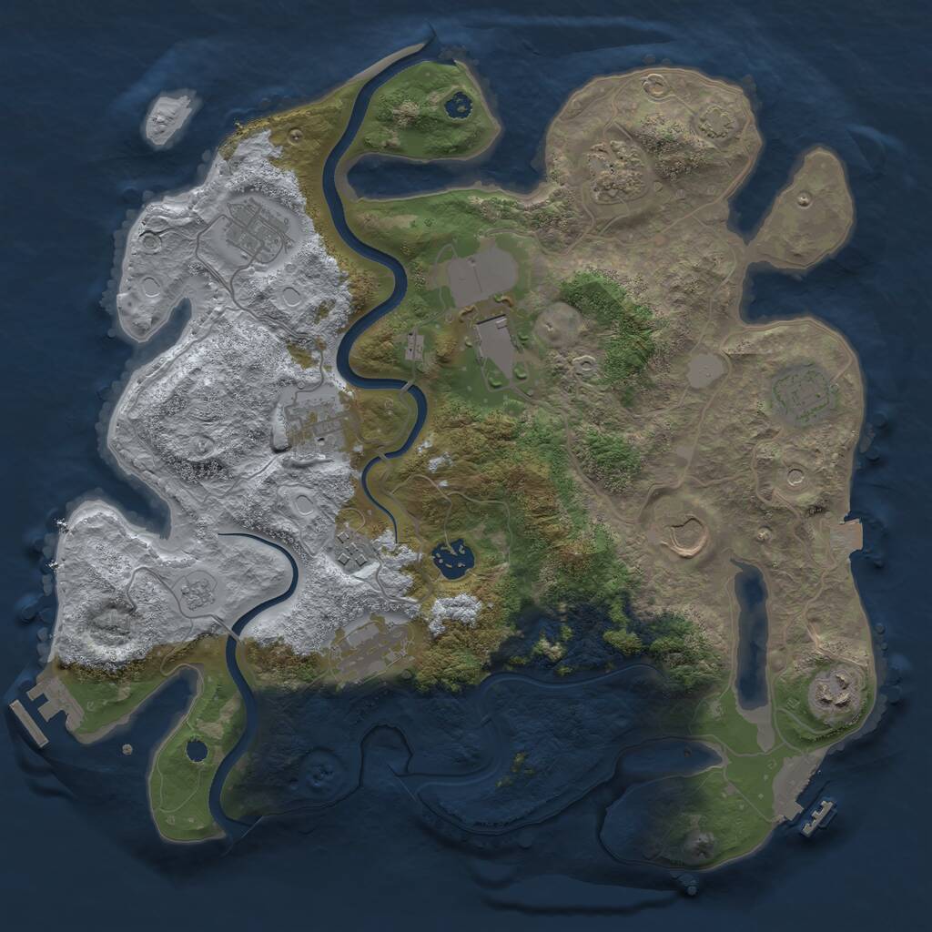 Rust Map: Procedural Map, Size: 3550, Seed: 585604, 16 Monuments