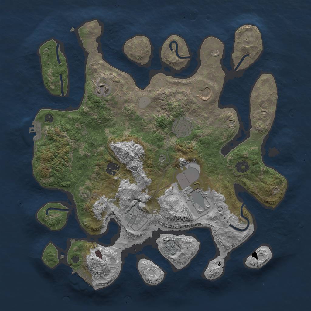 Rust Map: Procedural Map, Size: 3600, Seed: 385118878, 15 Monuments
