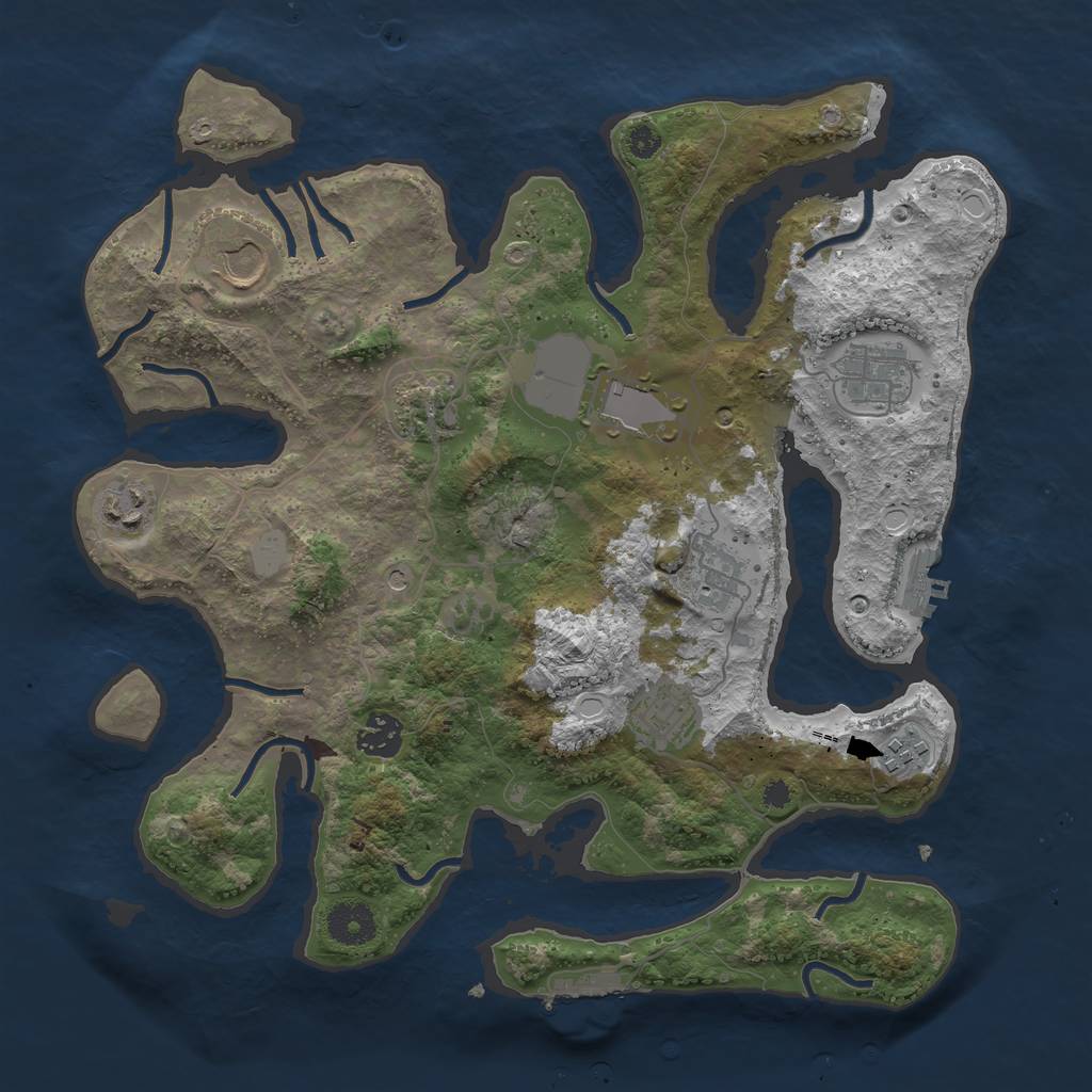 Rust Map: Procedural Map, Size: 3550, Seed: 29405, 17 Monuments