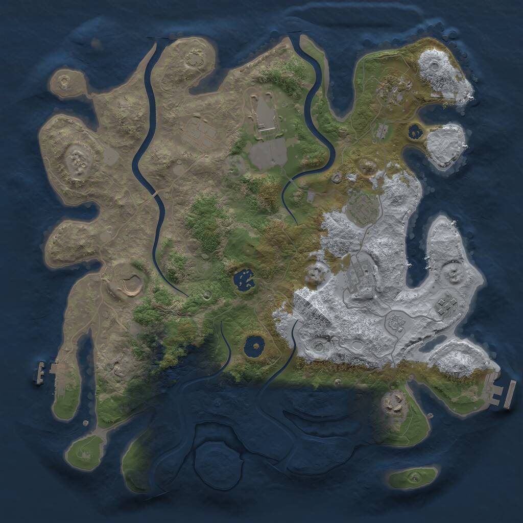 Rust Map: Procedural Map, Size: 3672, Seed: 13828, 15 Monuments
