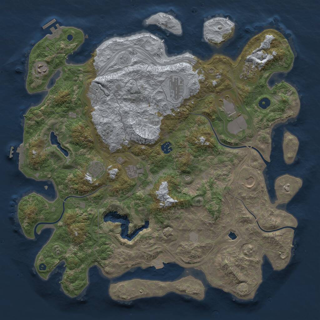 Rust Map: Procedural Map, Size: 4300, Seed: 801892036, 16 Monuments