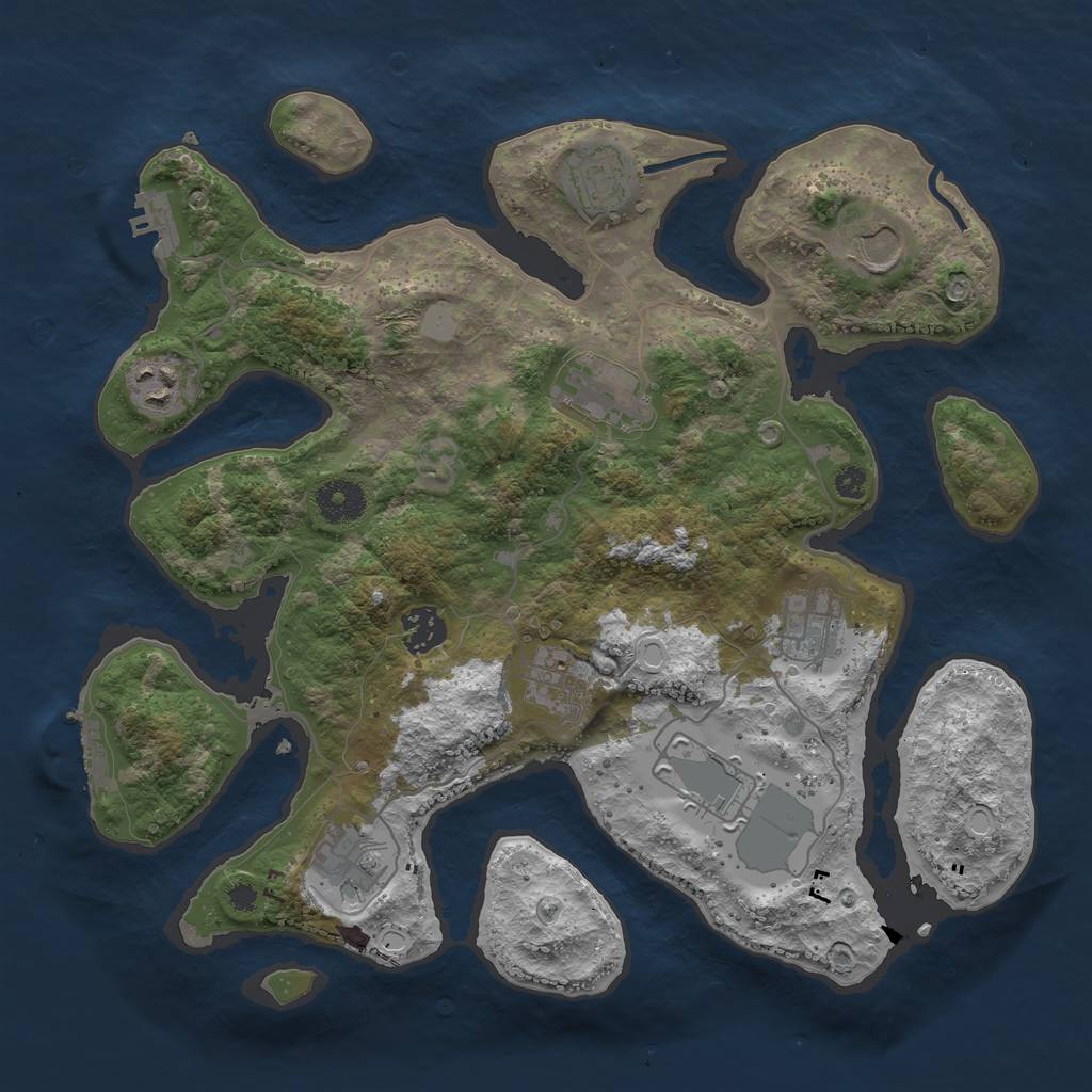 Rust Map: Procedural Map, Size: 3500, Seed: 76914518, 16 Monuments
