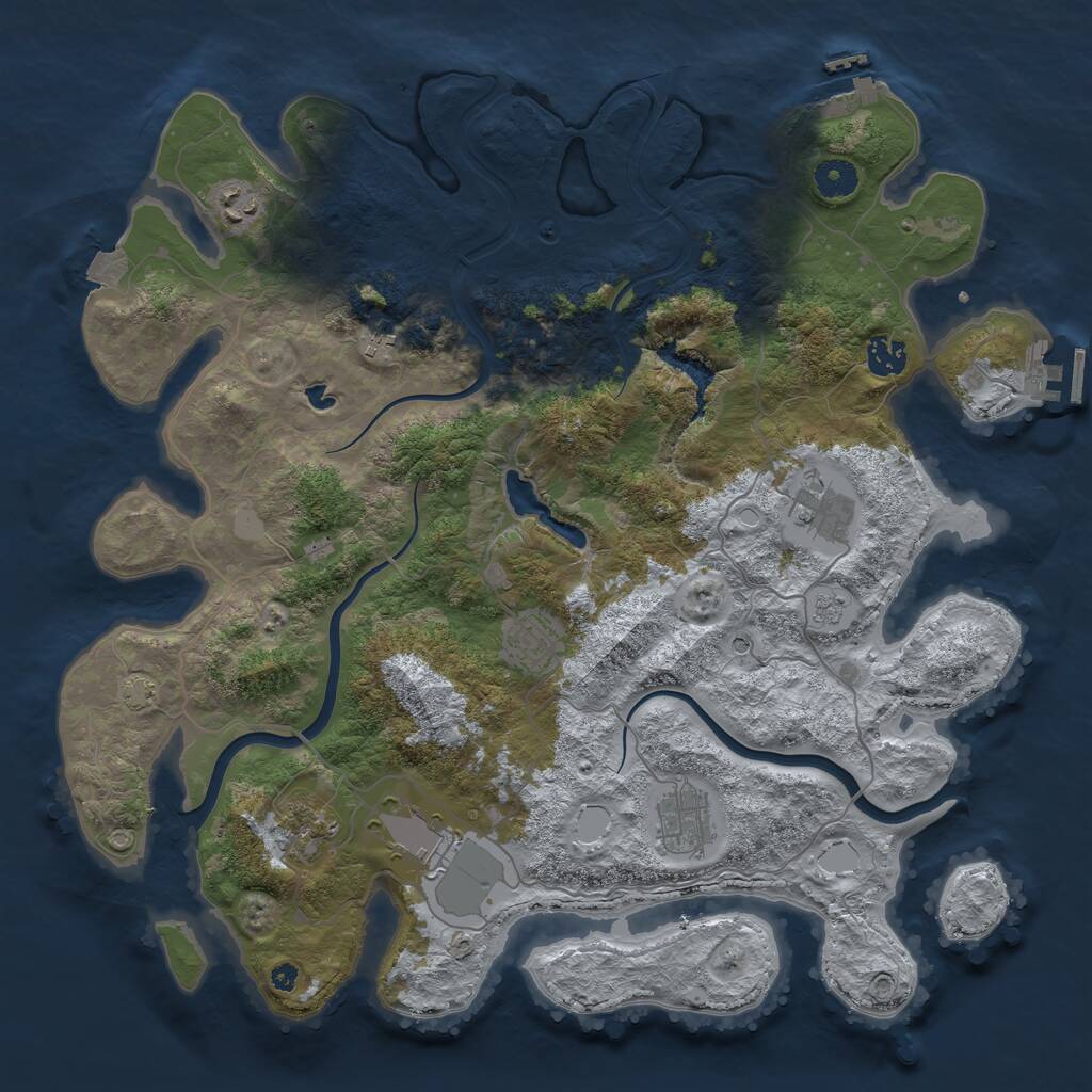 Rust Map: Procedural Map, Size: 4000, Seed: 406770, 14 Monuments