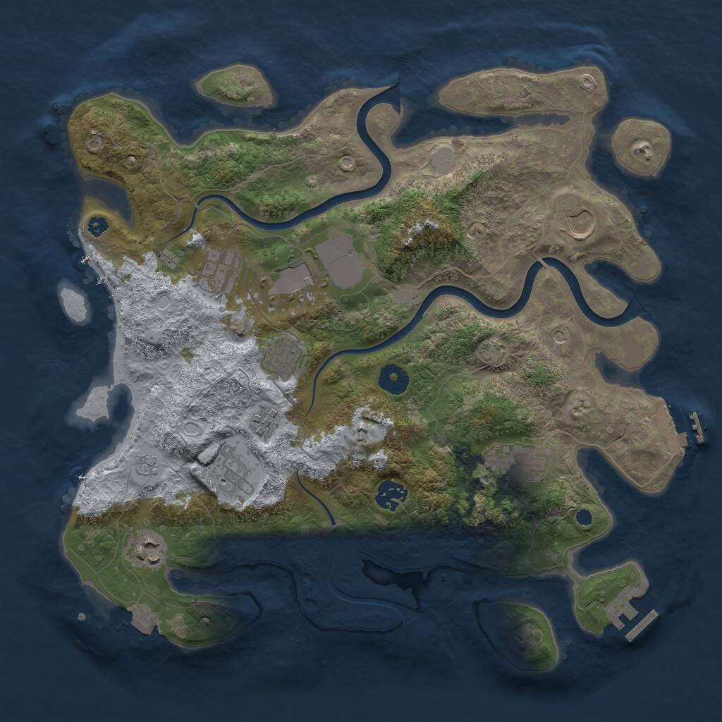 Rust Map: Procedural Map, Size: 3650, Seed: 20369588, 15 Monuments