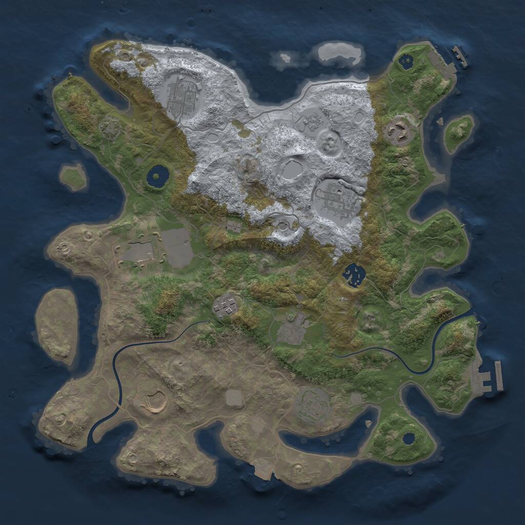 Rust Map: Procedural Map, Size: 3550, Seed: 938026, 15 Monuments