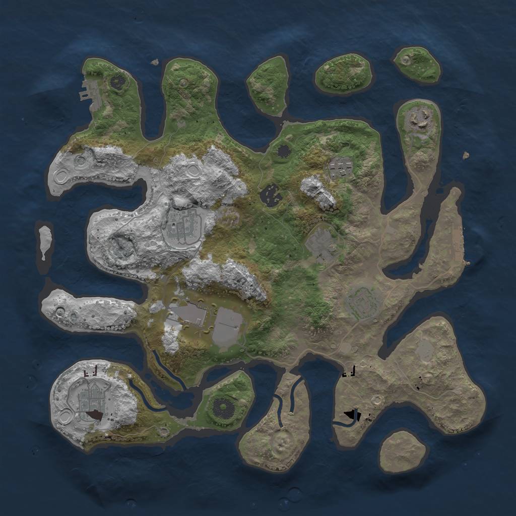 Rust Map: Procedural Map, Size: 3550, Seed: 238226, 16 Monuments