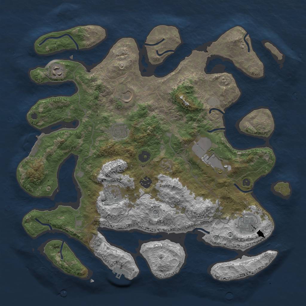 Rust Map: Procedural Map, Size: 4000, Seed: 395360, 16 Monuments