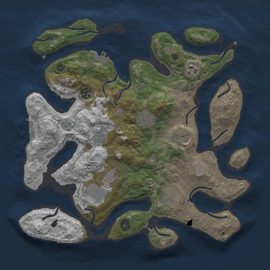 Rust Map: Procedural Map, Size: 3550, Seed: 14009, 16 Monuments