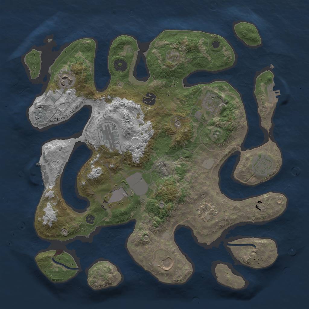 Rust Map: Procedural Map, Size: 3550, Seed: 834683, 17 Monuments