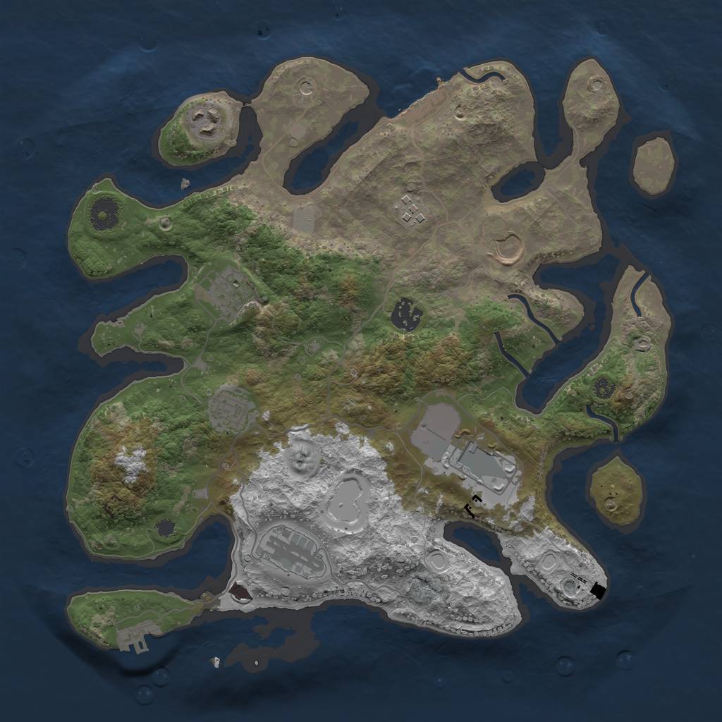 Rust Map: Procedural Map, Size: 3500, Seed: 718394558, 16 Monuments