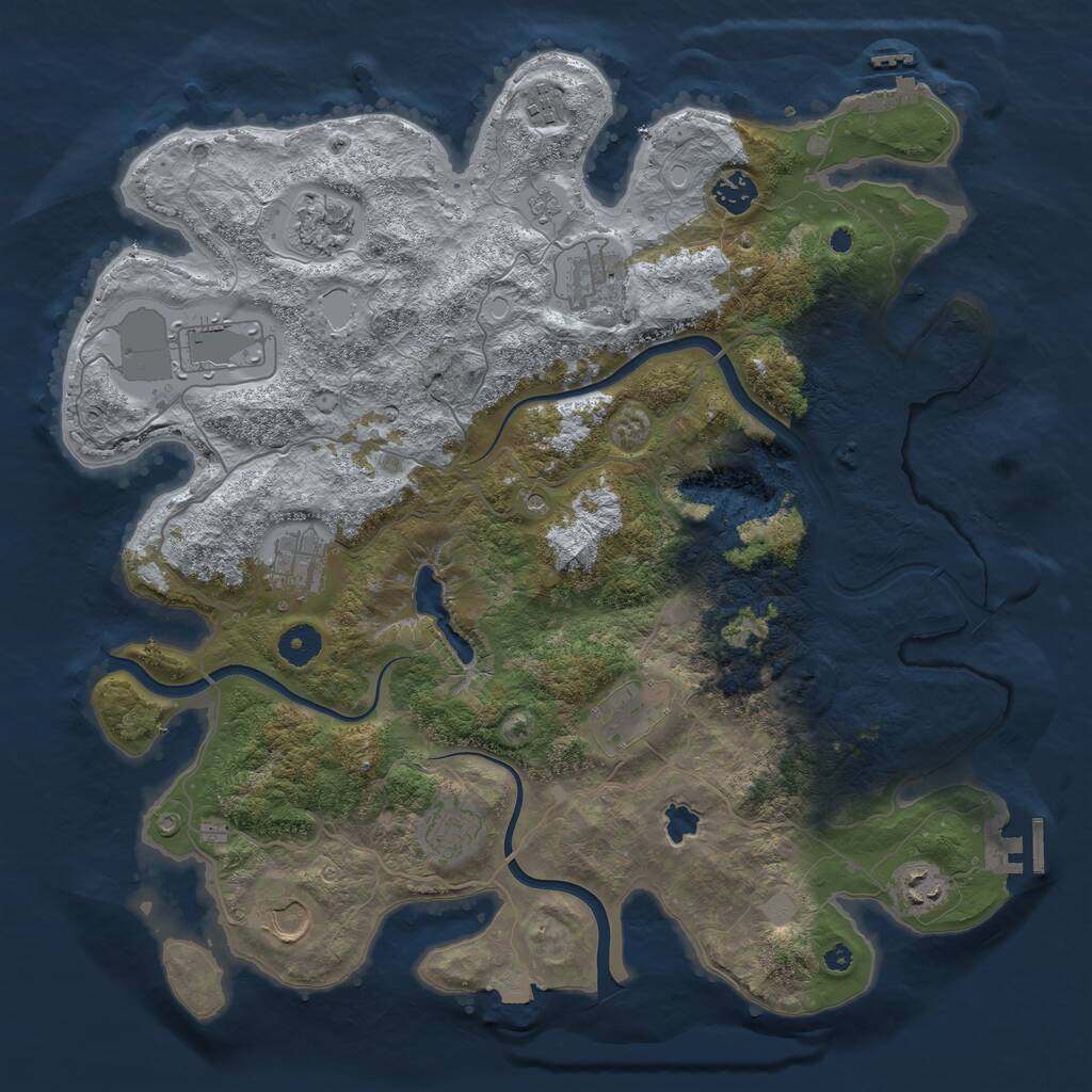 Rust Map: Procedural Map, Size: 4000, Seed: 843314, 16 Monuments