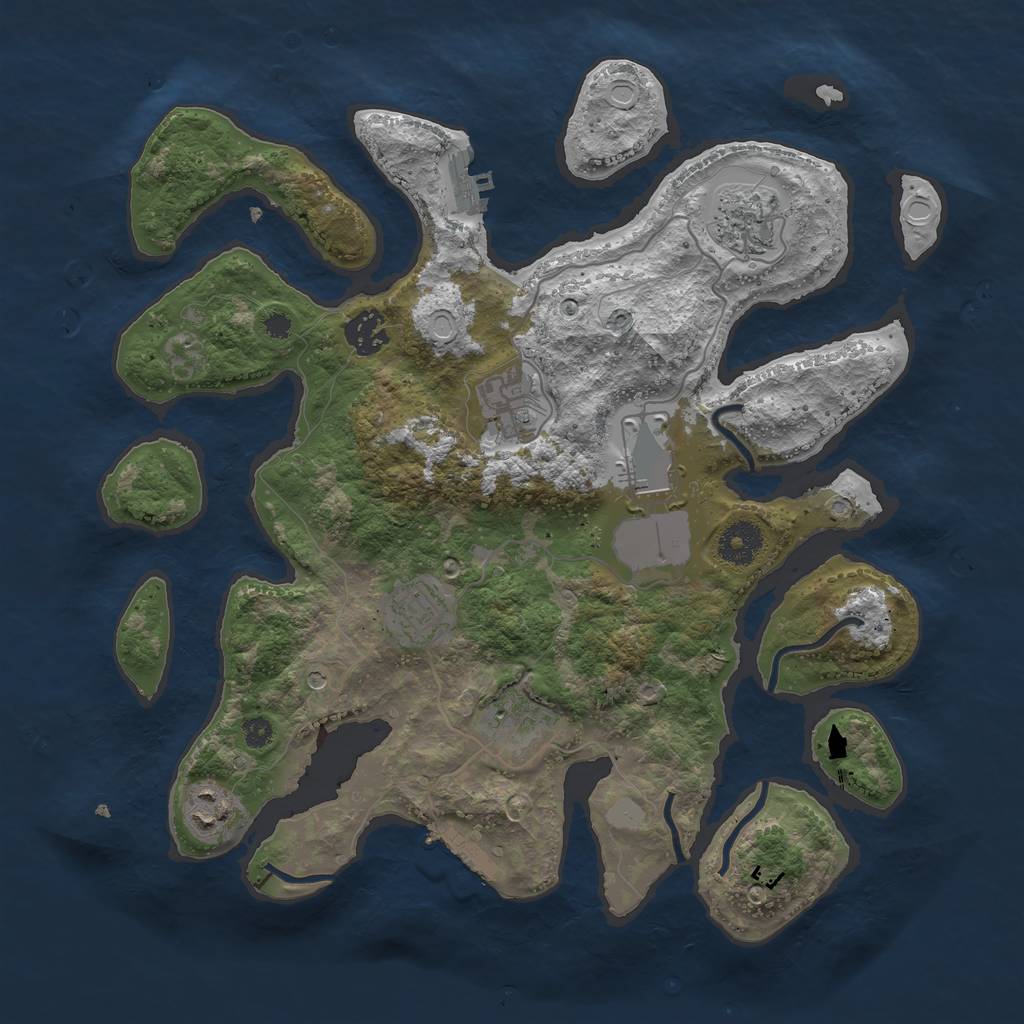 Rust Map: Procedural Map, Size: 3500, Seed: 1719701502, 15 Monuments