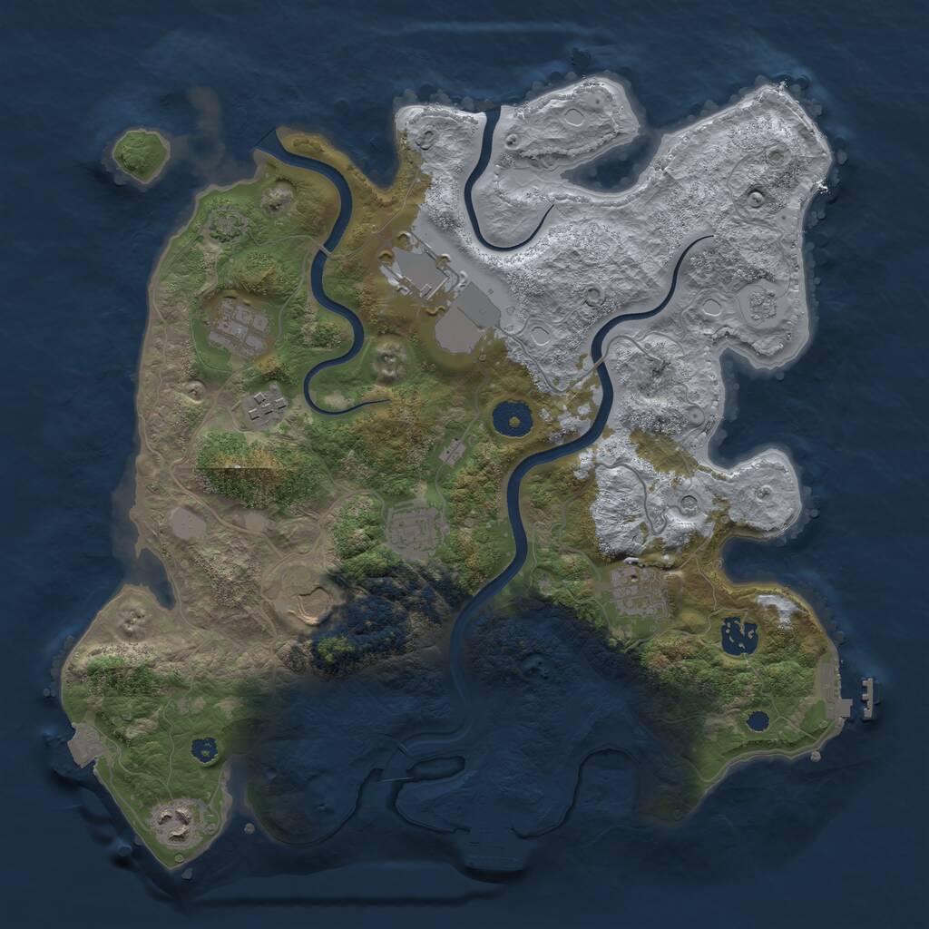 Rust Map: Procedural Map, Size: 3600, Seed: 1184292581, 14 Monuments