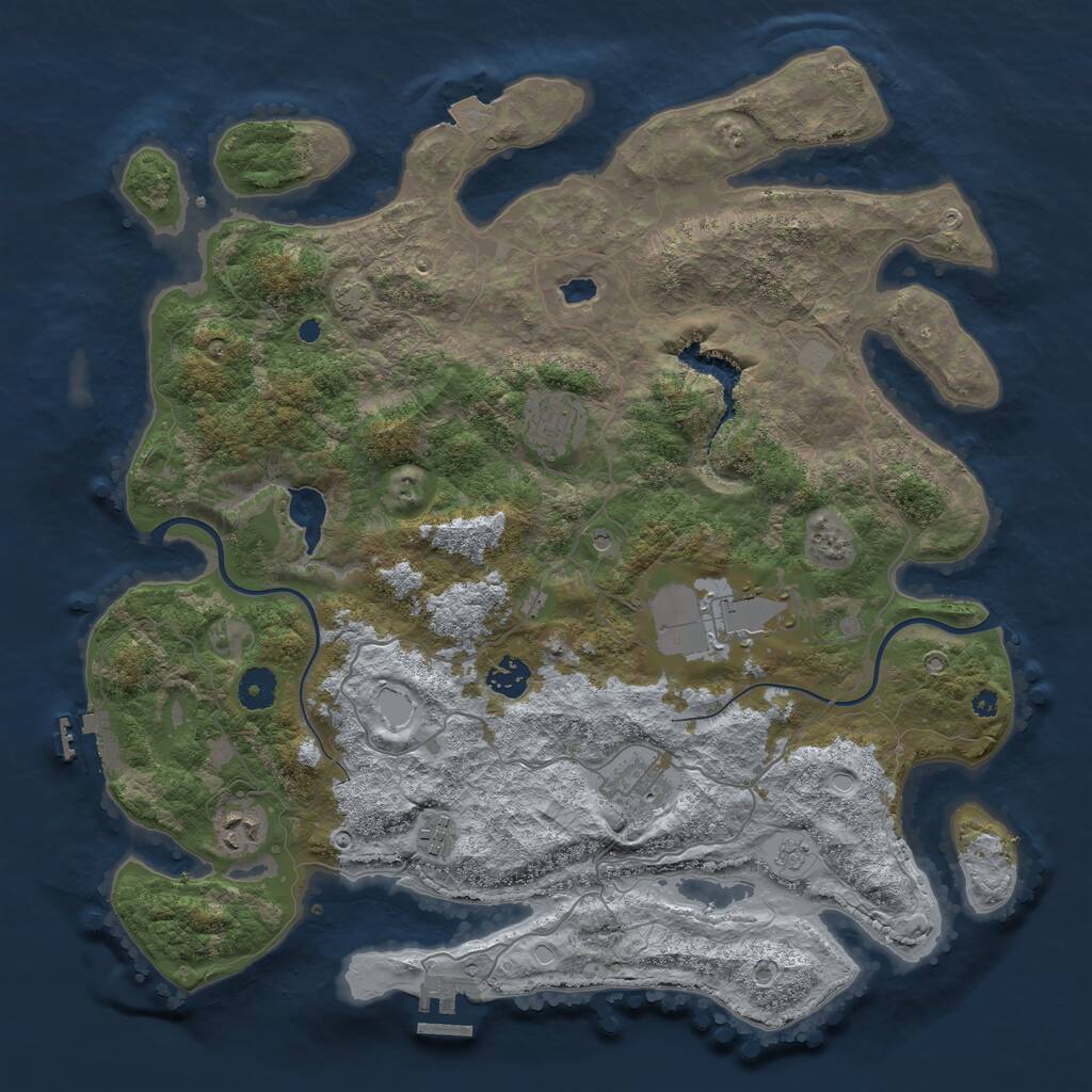 Rust Map: Procedural Map, Size: 4000, Seed: 729915, 12 Monuments