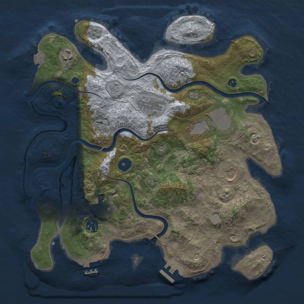 Rust Map: Procedural Map, Size: 3550, Seed: 57549, 13 Monuments