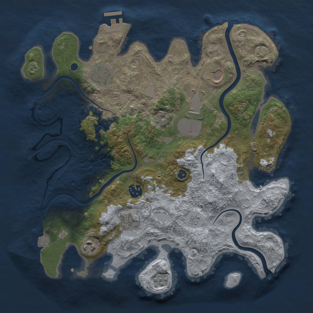 Rust Map: Procedural Map, Size: 3500, Seed: 712341, 12 Monuments