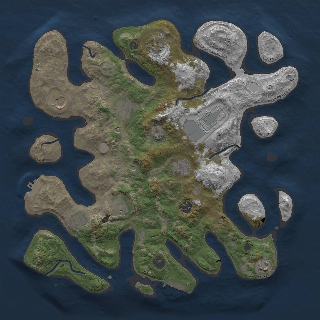 Rust Map: Procedural Map, Size: 3900, Seed: 7654, 17 Monuments