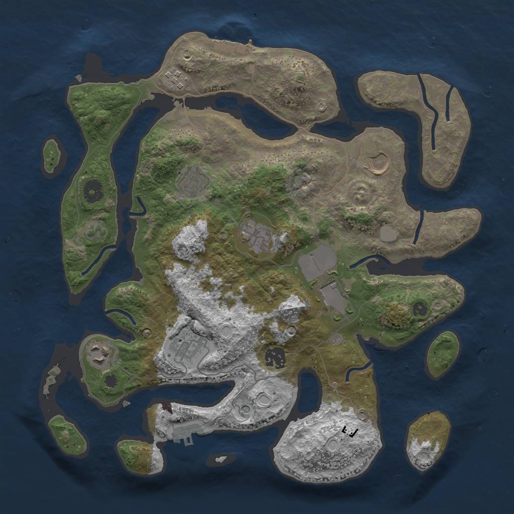 Rust Map: Procedural Map, Size: 3550, Seed: 822324, 16 Monuments