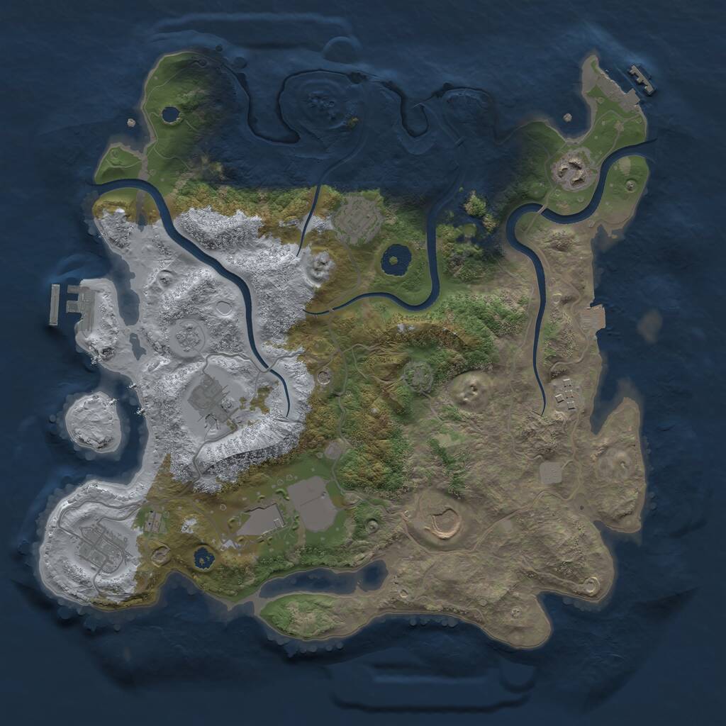 Rust Map: Procedural Map, Size: 3550, Seed: 888307, 13 Monuments