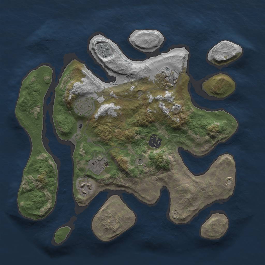 Rust Map: Barren, Size: 3000, Seed: 1503488169, 9 Monuments