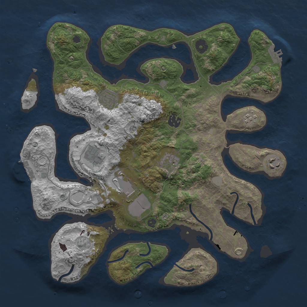 Rust Map: Procedural Map, Size: 3550, Seed: 463075, 15 Monuments