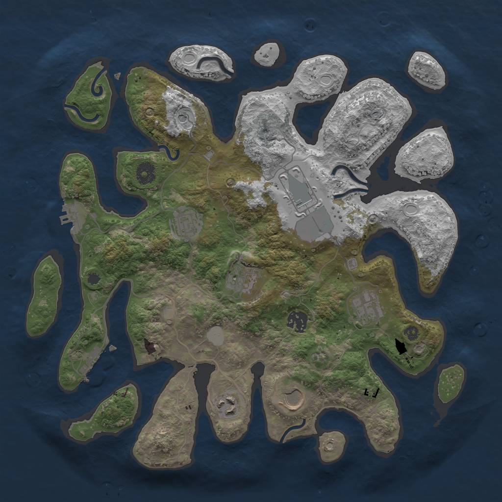 Rust Map: Procedural Map, Size: 3550, Seed: 703884, 15 Monuments