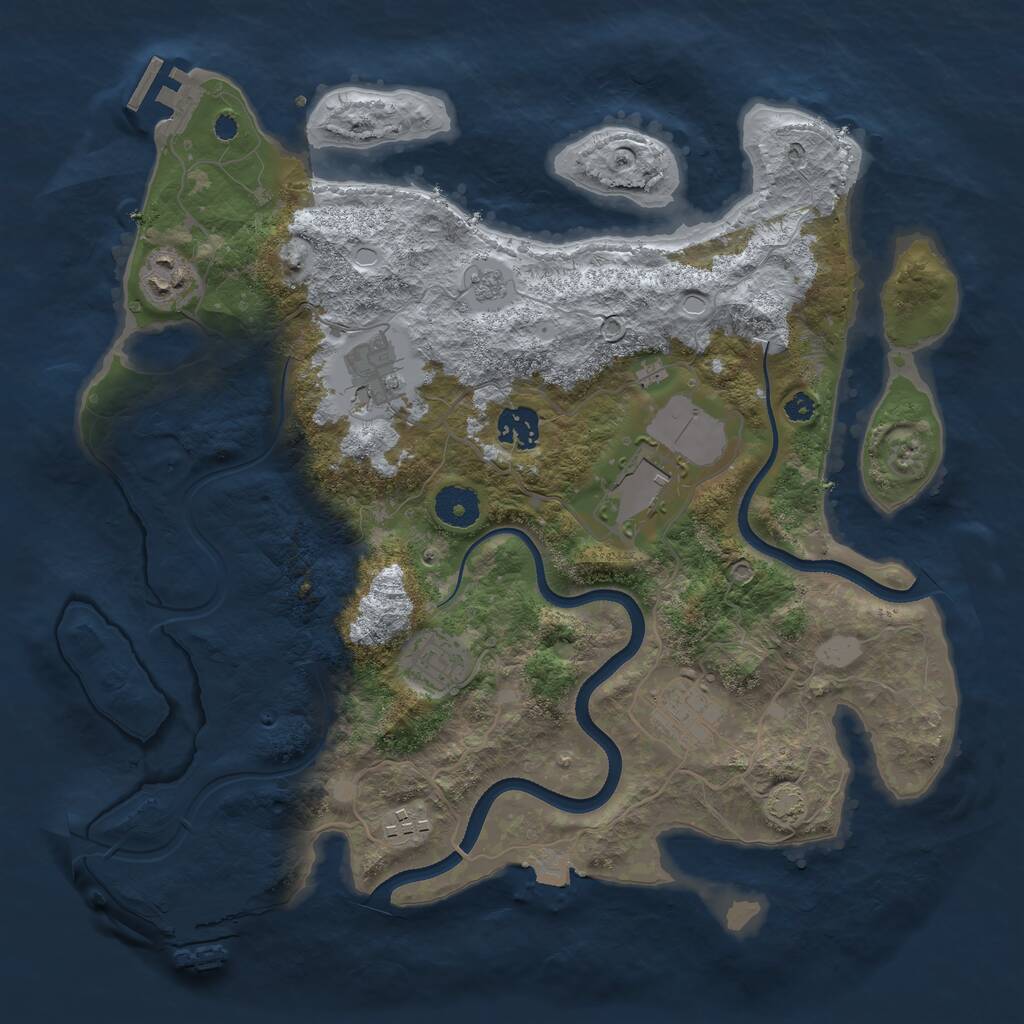 Rust Map: Procedural Map, Size: 3550, Seed: 883034, 12 Monuments