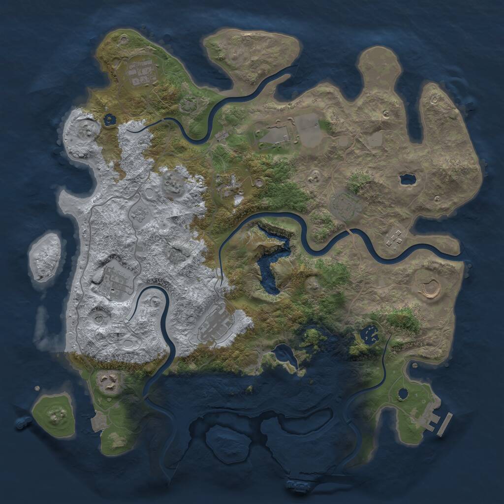 Rust Map: Procedural Map, Size: 4000, Seed: 914190, 16 Monuments