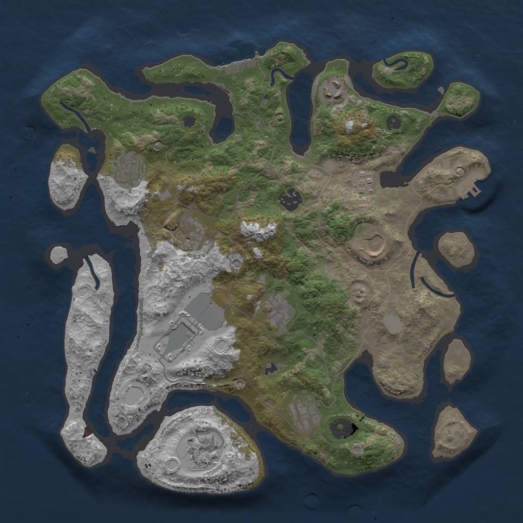 Rust Map: Procedural Map, Size: 3600, Seed: 726886448, 18 Monuments