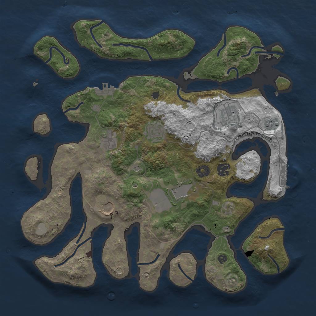 Rust Map: Procedural Map, Size: 3550, Seed: 85113, 15 Monuments