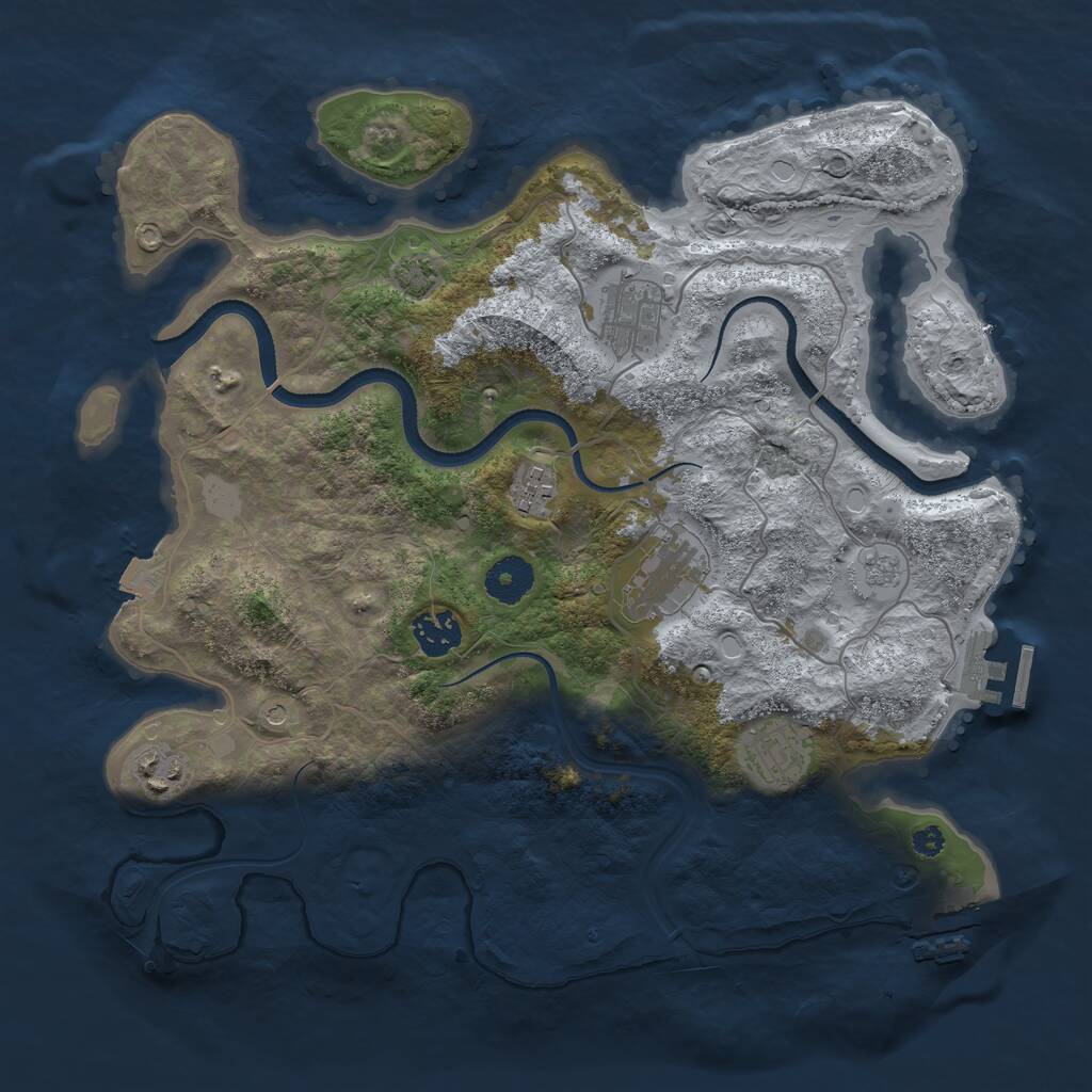 Rust Map: Procedural Map, Size: 3500, Seed: 14122, 12 Monuments
