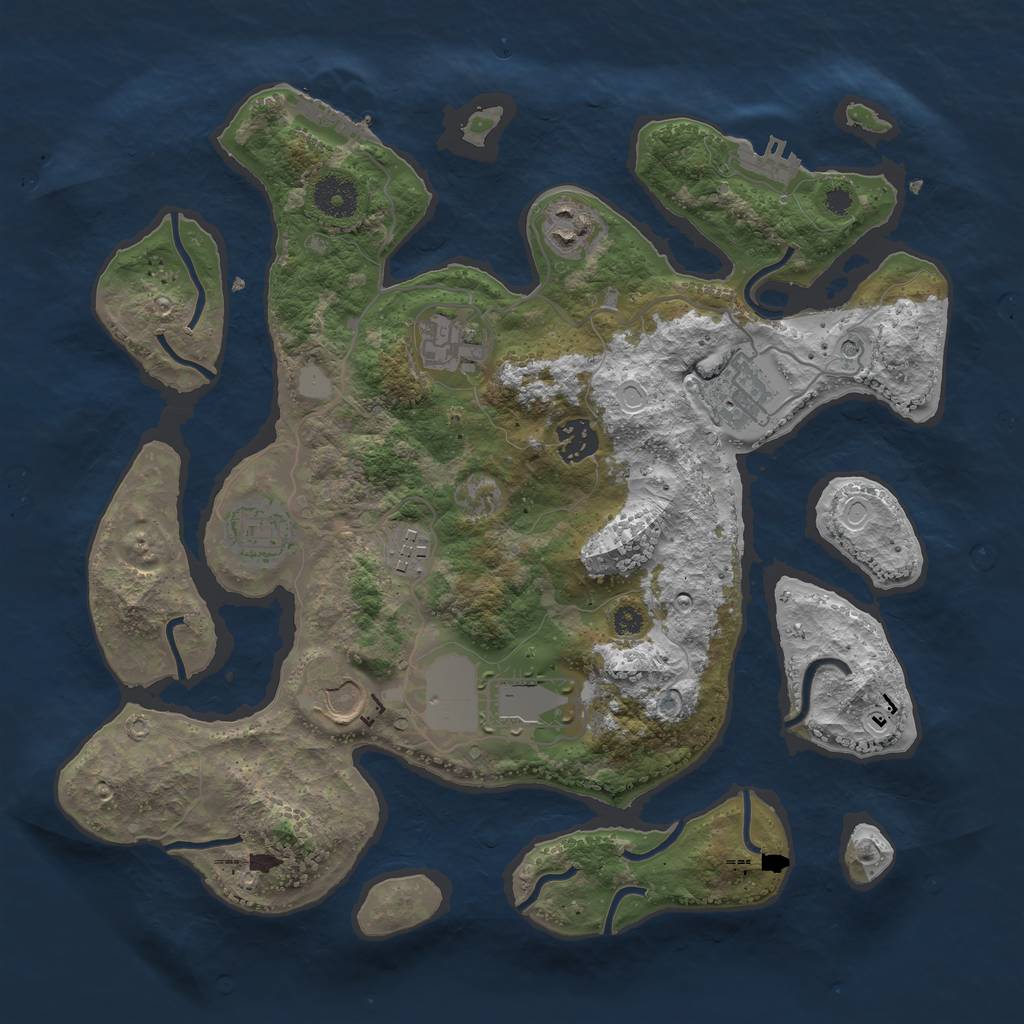 Rust Map: Procedural Map, Size: 3550, Seed: 812586, 16 Monuments