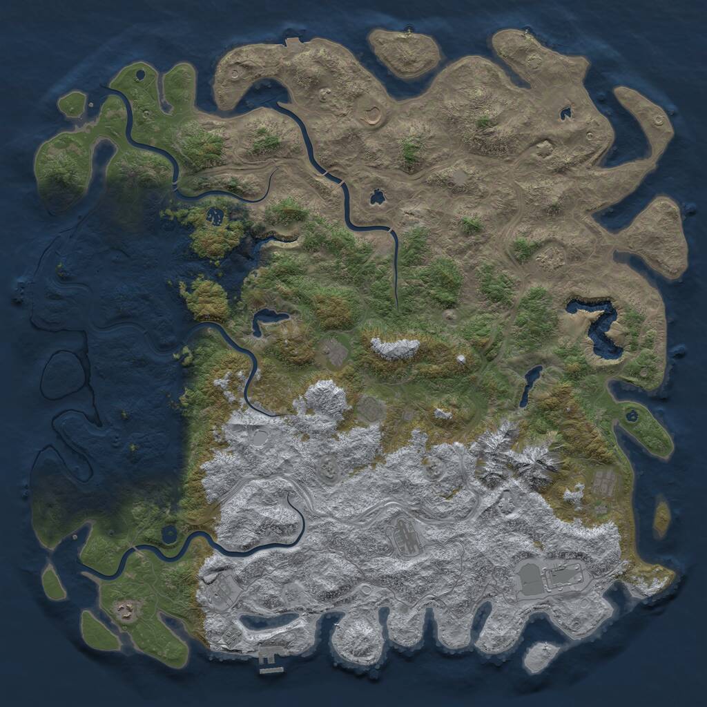 Rust Map: Procedural Map, Size: 6000, Seed: 165115, 17 Monuments