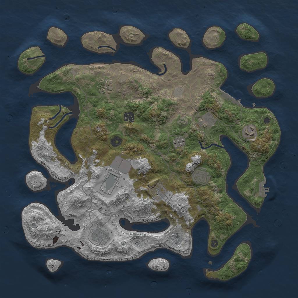 Rust Map: Procedural Map, Size: 4000, Seed: 97656, 17 Monuments