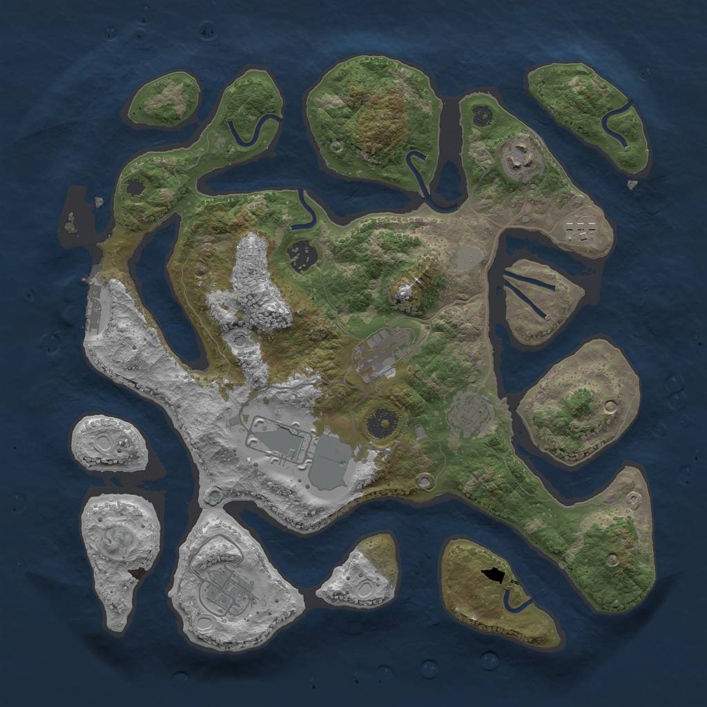 Rust Map: Procedural Map, Size: 3550, Seed: 257656, 14 Monuments