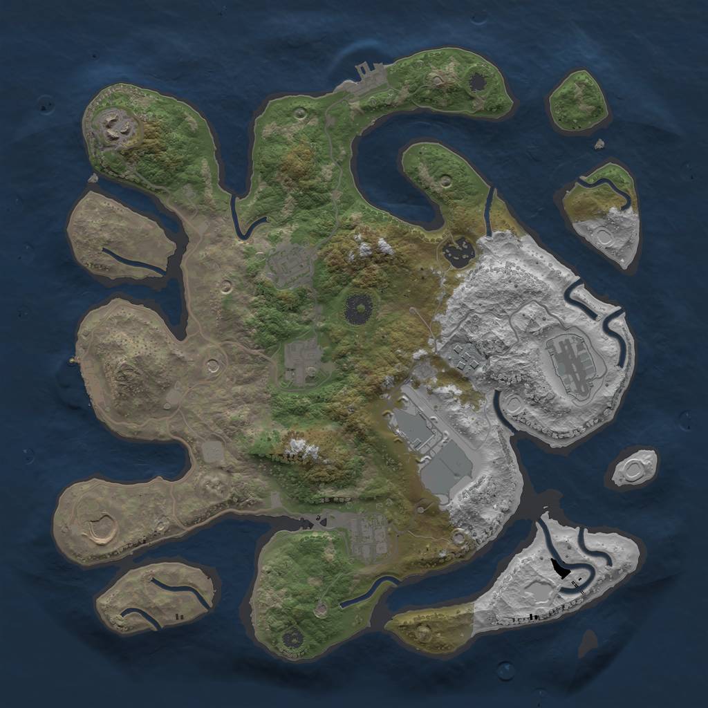 Rust Map: Procedural Map, Size: 3550, Seed: 513360, 17 Monuments