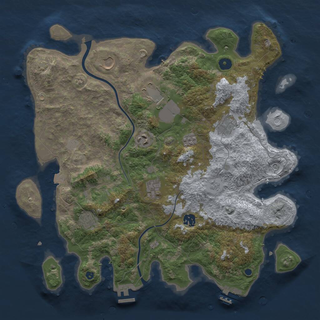 Rust Map: Procedural Map, Size: 3850, Seed: 120327908, 14 Monuments