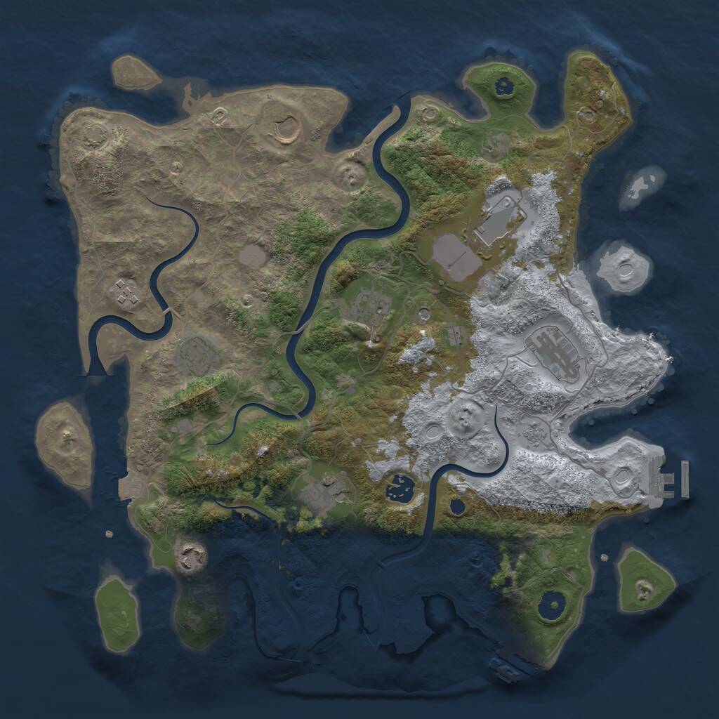 Rust Map: Procedural Map, Size: 3850, Seed: 120327908, 15 Monuments